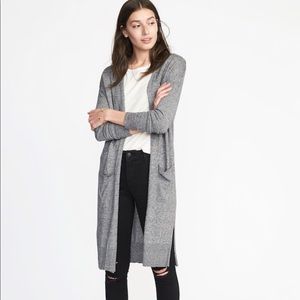 Super long open front sweater